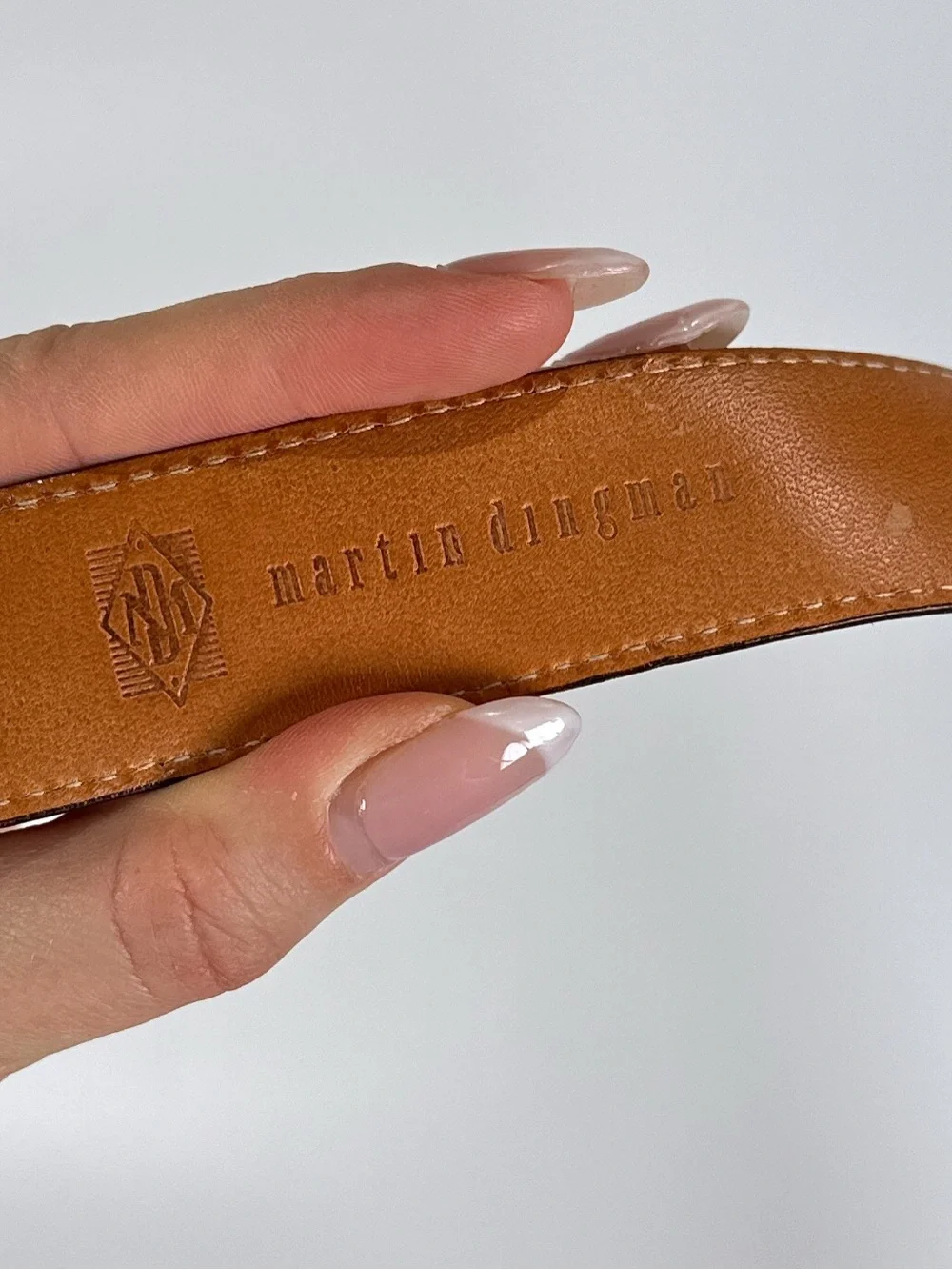 Martin Dingman Belt 01602 Alligator Grain Italian Calfskin Brass Buckle Brown 42